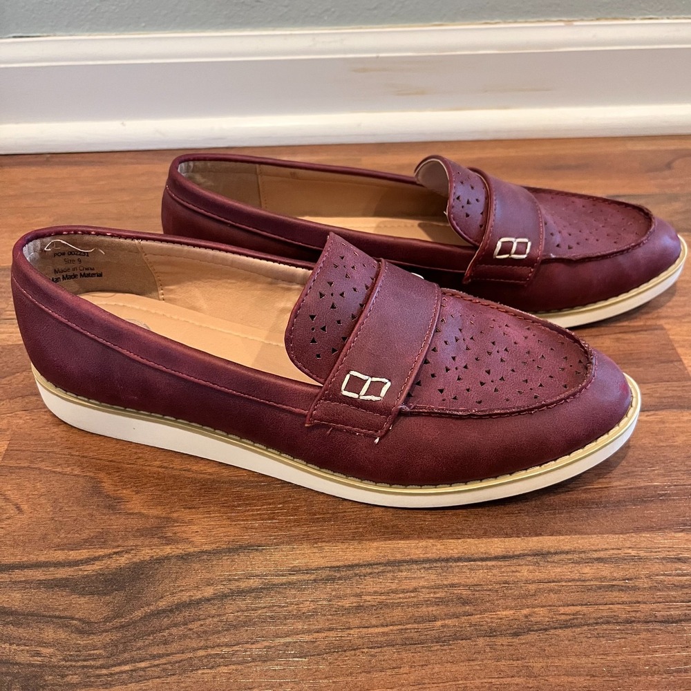 Journee Collection Women's Loafers Shoes Size 9 Burgundy Fall Buttermom - Picture 4 of 7
